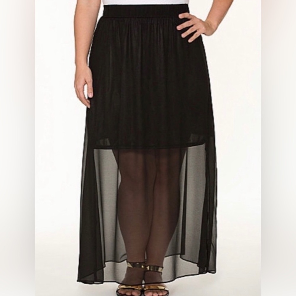 Lane Bryant | Sheer Witchy Goth Maxi Mini Skirt Black Slit | 14 / 16